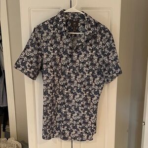 H&M Navy and White Floral Button Down Shirt
